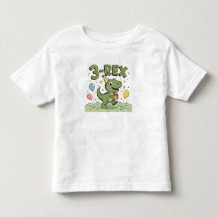 3-Rex Dinosaur 3rd Birthday Toddler T-Shirt – Cute