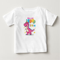 3 Rex Dinosaur Birthday Celebration Pink 