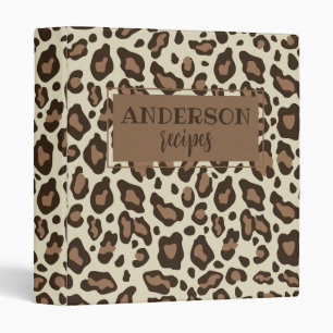 3 ring binder animal leopard print recipes book