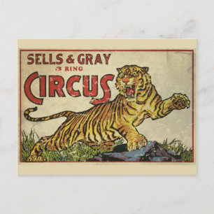 3 Ring Circus - circa 1930 distressed Postcard