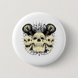 3 Rock n Roll Skulls 2 Inch Round Button