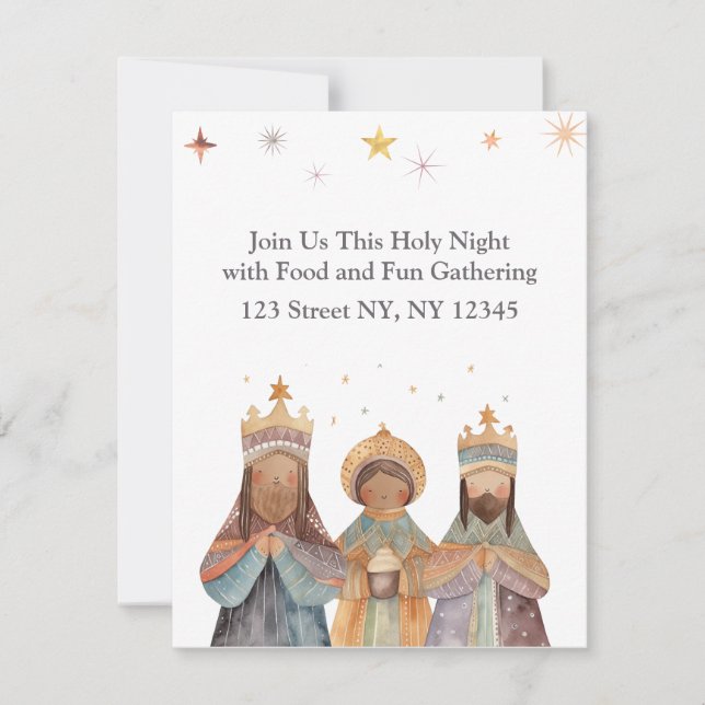 3 Rois Carte de Noël ou invitation (Devant)