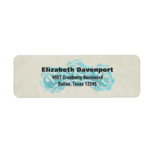 3 Roses Turquoises d'aquarelle sur le motif Tan Da