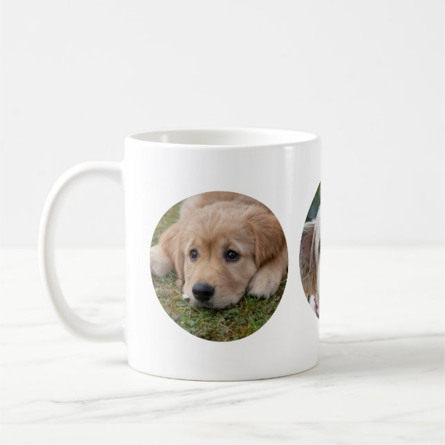 3 ROUND Photos Make Your Own Mug New Pet Cat Dog (Left)