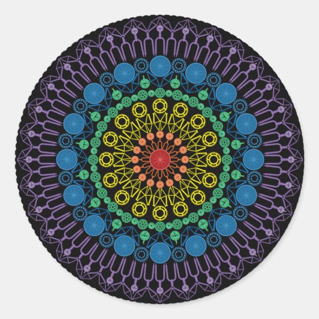 3" Round Sticker with Good Day Bike Mandala (Front)