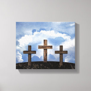3 Rugged Crosses with Sky Canvas Print