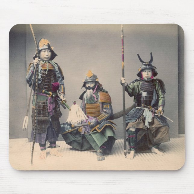 3 Samurai in Armour Vintage Photo Mousepad (Front)