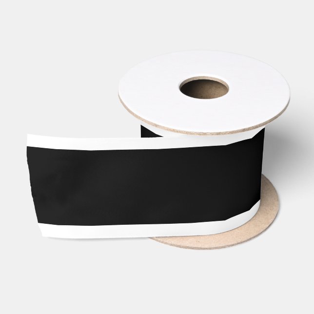 3" Satin Black ribbon w/white border Satin Ribbon (Spool)