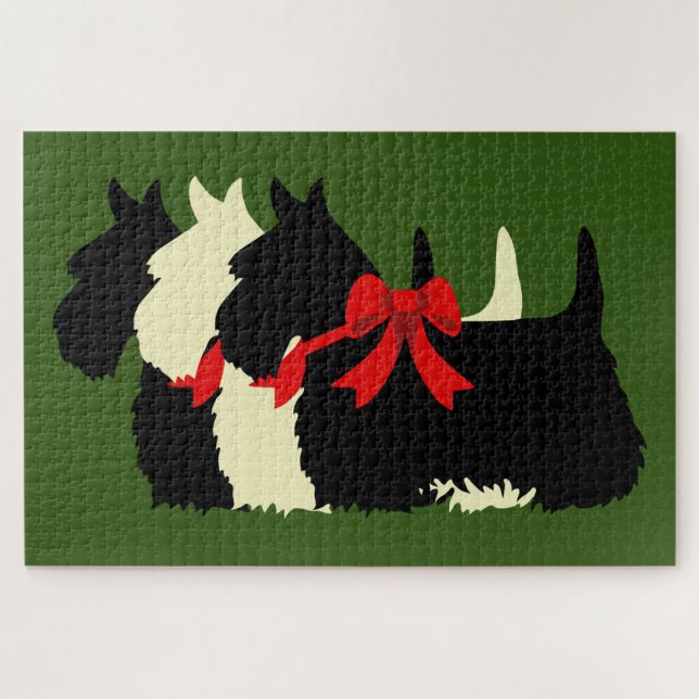 3 Scottish Terrier black silhouette /1014 piece Jigsaw Puzzle (Horizontal)