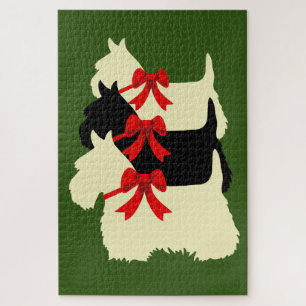 3 Scottish Terrier black silhouette /1014 piece Jigsaw Puzzle
