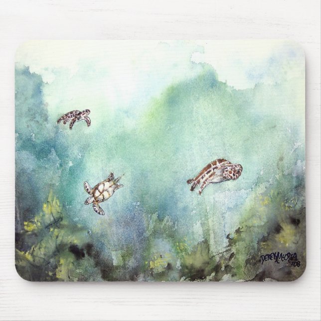3_sea_turtles_painting mouse pad (Front)