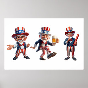 3 senior citizens dressed as Uncle Sam Poster