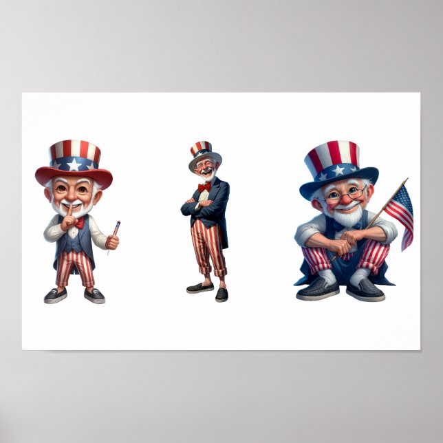 3 senior citizens dressed as Uncle Sam Poster (Front)