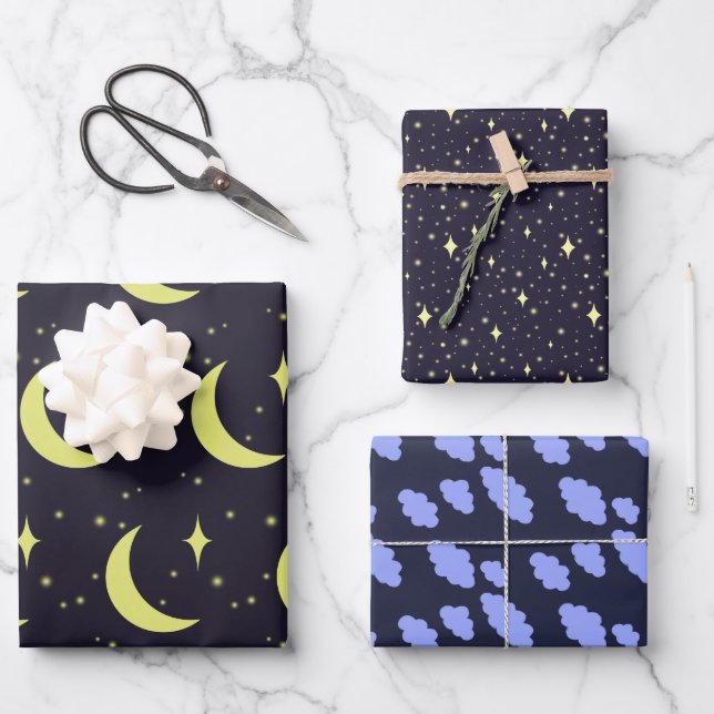 3 set of night sky wrapping paper (Front)