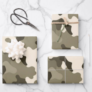 3-set Tan and Brown Army Style Wrapping Paper