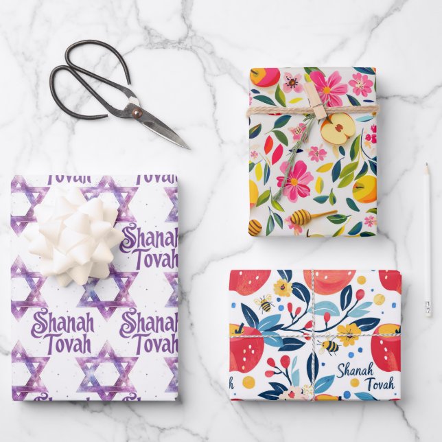 3 Shanah Tovah wrapping sheets (Front)