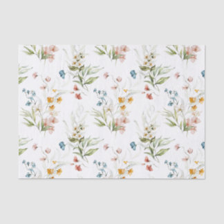 3 sheets, Colourful Watercolor Wildflowers 1600s Tissue Paper