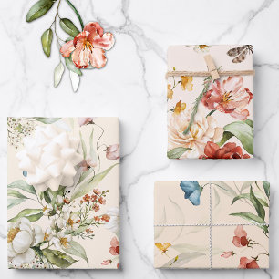 3 Sheets, Dutch Still Life Floral Art, 19" x 29" Wrapping Paper Sheet