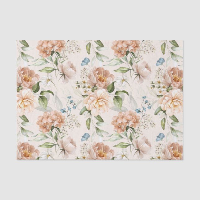 3 sheets, Hydrangea Dutch Still Life Floral Art Tissue Paper (Front)