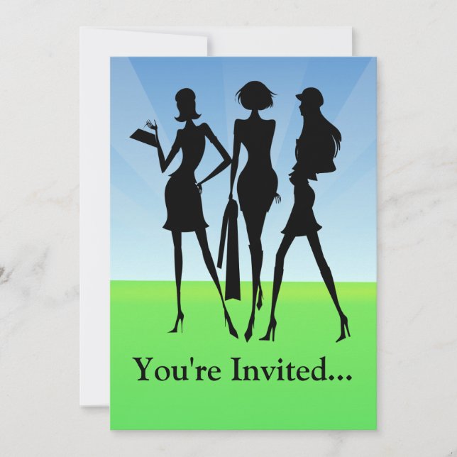3 Shopping Women Friends Invitation (Front)