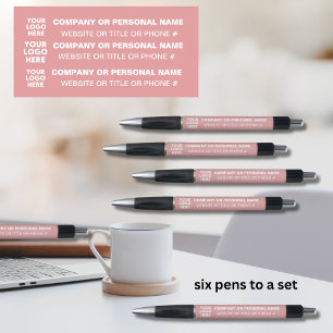 3-Sided Logo Business Pink White Name Title   Pen