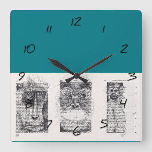 3 Singes Chinois Nouvel An Horloge Mur Zodiaque