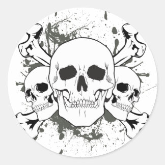 3 Skulls & Cross Bones Classic Round Sticker