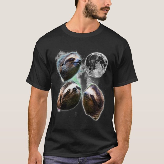 3 Sloth Moon Three Wolves Moon Funny Parody T-Shirt (Front)