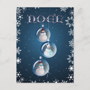 3 SNOWMEN & SNOWFLAKES by SHARON SHARPE Postcard