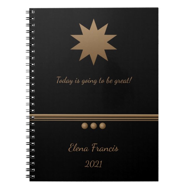 3 Sphère Brossé Gold Noir Carnet professionnel (Devant)