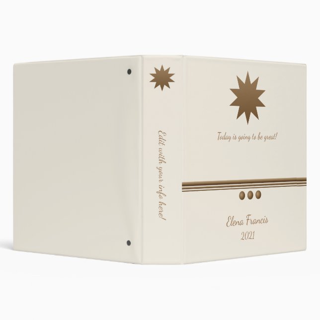 3 Sphere Brushed Gold & Cream 3 Ring Binder (Background)