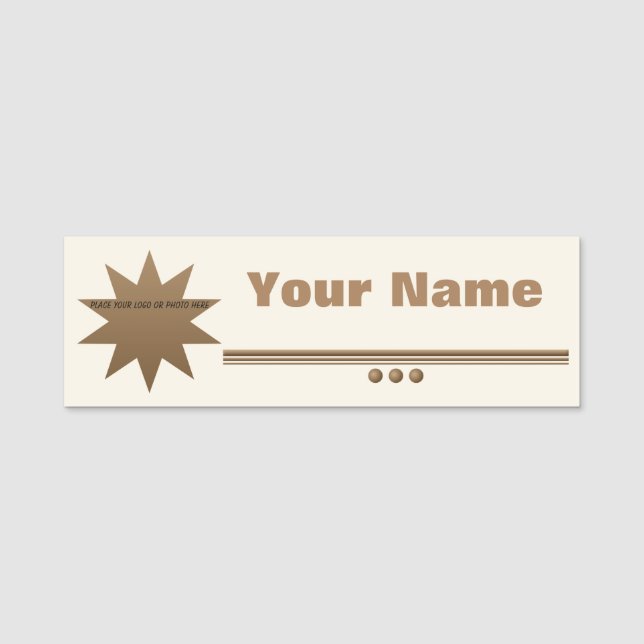 3 Sphere Brushed Gold Professional Classic Name Tag (Front)