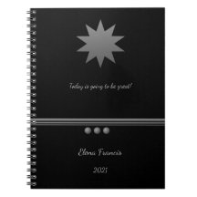 3 Sphere Silver Text Black Professional Notebook