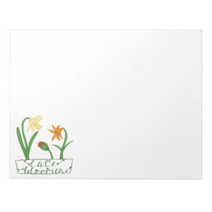 3 Spring and Summer Flowers in Planter with Fancy  Notepad