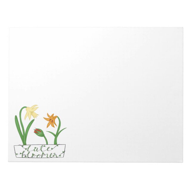 3 Spring and Summer Flowers in Planter with Fancy  Notepad (Front)