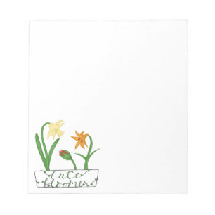 3 Spring and Summer Flowers in Planter with Fancy  Notepad