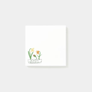 3 Spring and Summer Flowers in Planter with Fancy  Post-it Notes