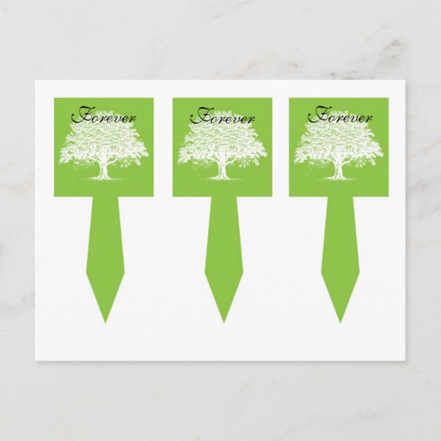 3 Spring Tree Green/White Wedding Cup Cake Picks Postcard (Front)