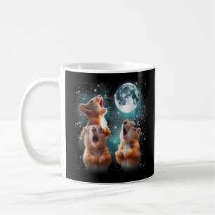 3 Squirrel Moon Howling Squirrel Head Funny Coffee Mug