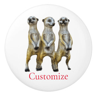 3 Standing Meerkats Thunder_Cove Ceramic Knob