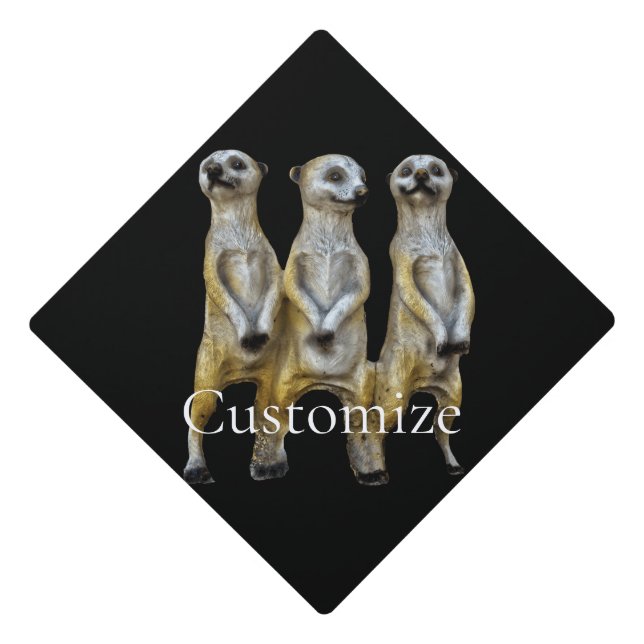 3 Standing Meerkats Thunder_Cove  Graduation Cap Topper (Front)