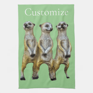 3 Standing Meerkats Thunder_Cove Kitchen Towel