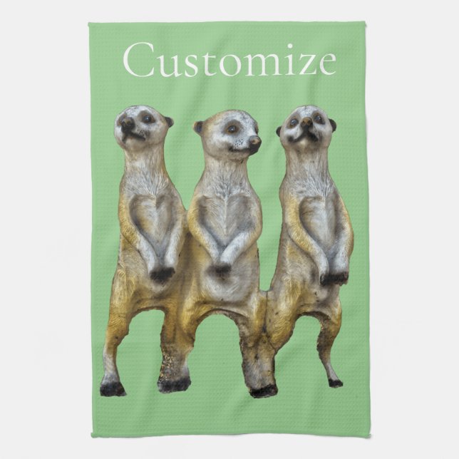 3 Standing Meerkats Thunder_Cove  Kitchen Towel (Vertical)