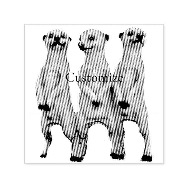 3 Standing Meerkats Thunder_Cove  Self-inking Stamp (Design)