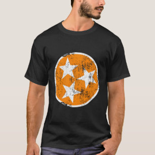 3 Star Tn Orange And White Distressed Tennessee St T-Shirt