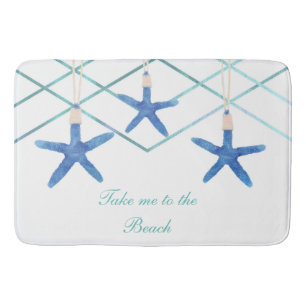 3 Starfish & Modern Lines Elegant Beach Custom Bath Mat