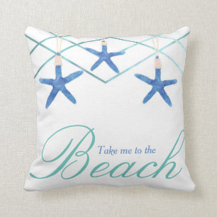 3 Starfish & Modern Lines Elegant Tropical Beach Throw Pillow