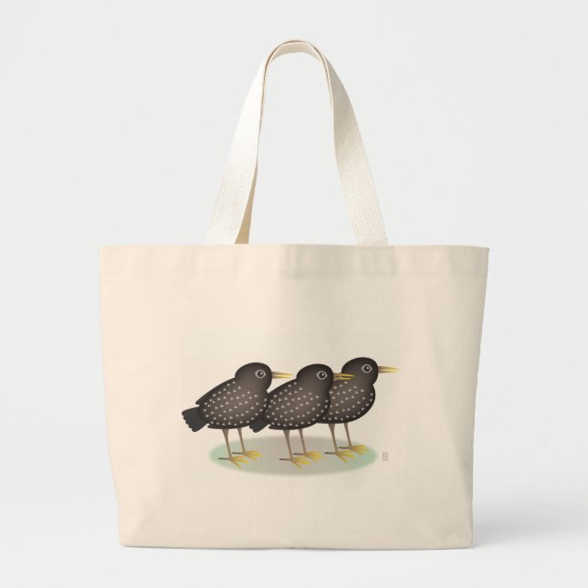 3 starlings large tote bag (Front)