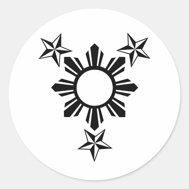 3 Stars and Sun Classic Round Sticker (Front)