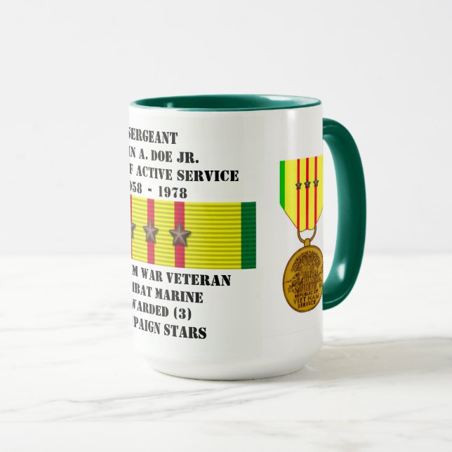 3 STARS COMBAT MARINE VIETNAM WAR VETERAN MUG (Front Right)